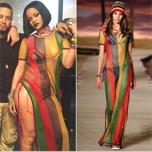 Vibrant Asymmetrical Mesh Dress